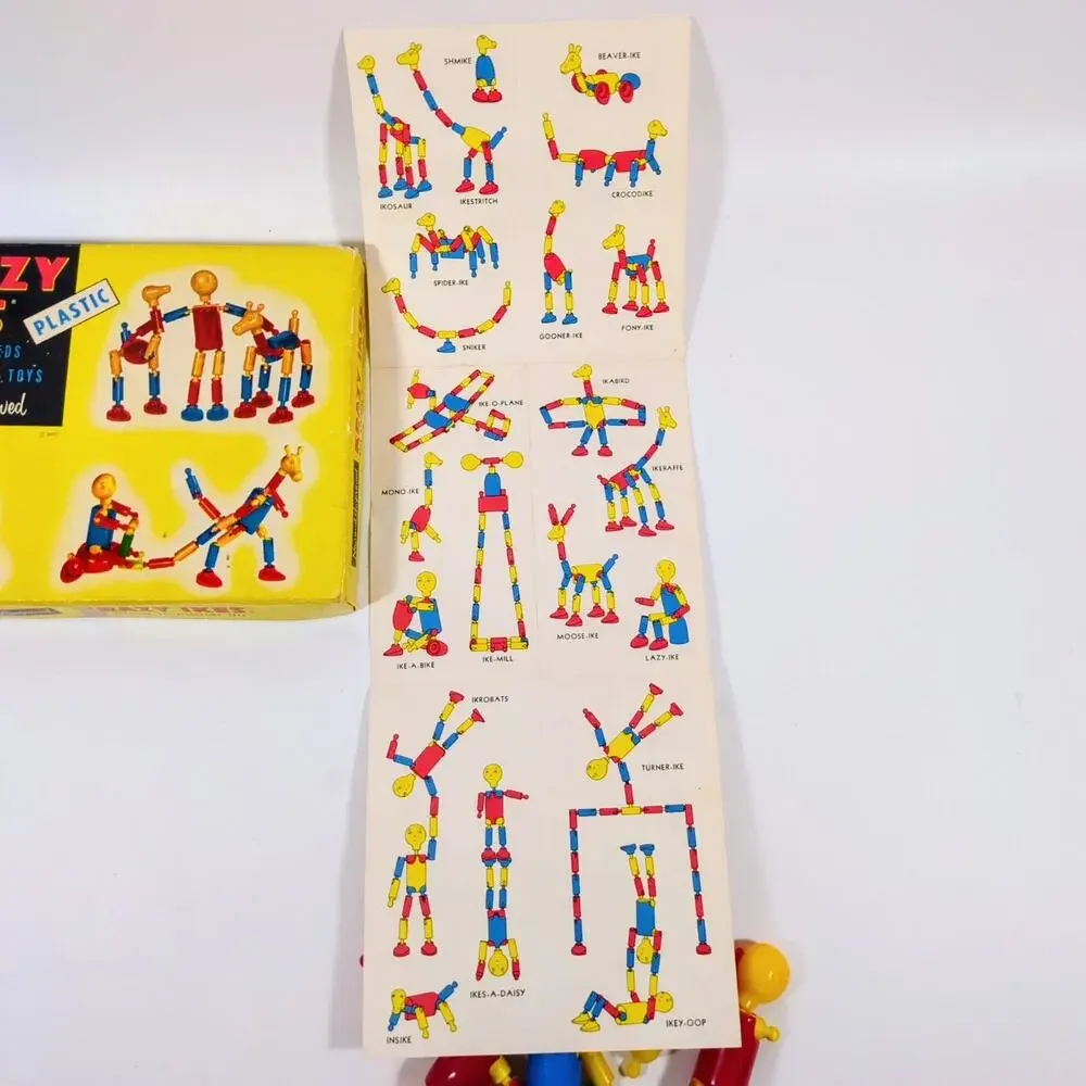 Vintage Krazy Ikes Plastic Building Set Whitman In Box Complete With Guide 1954